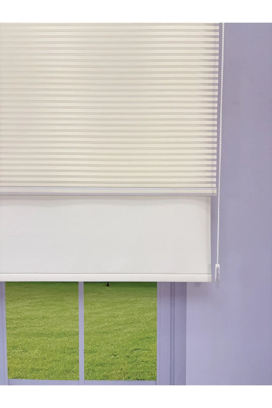 LUNA Serisi Ekru Tül Ekru Stor Perde Işık Kontrollü, Çift Mekanizmalı, Kolay Montaj