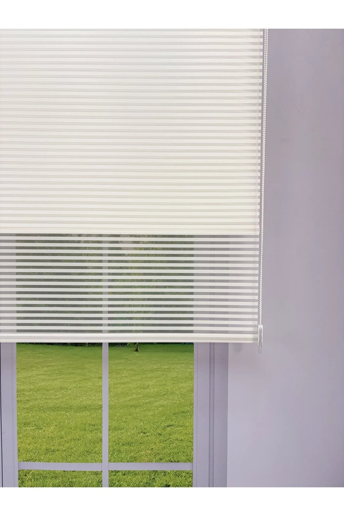 LUNA Serisi Beyaz Tül Beyaz Stor Perde Işık Kontrollü, Çift Mekanizmalı, Kolay Montaj