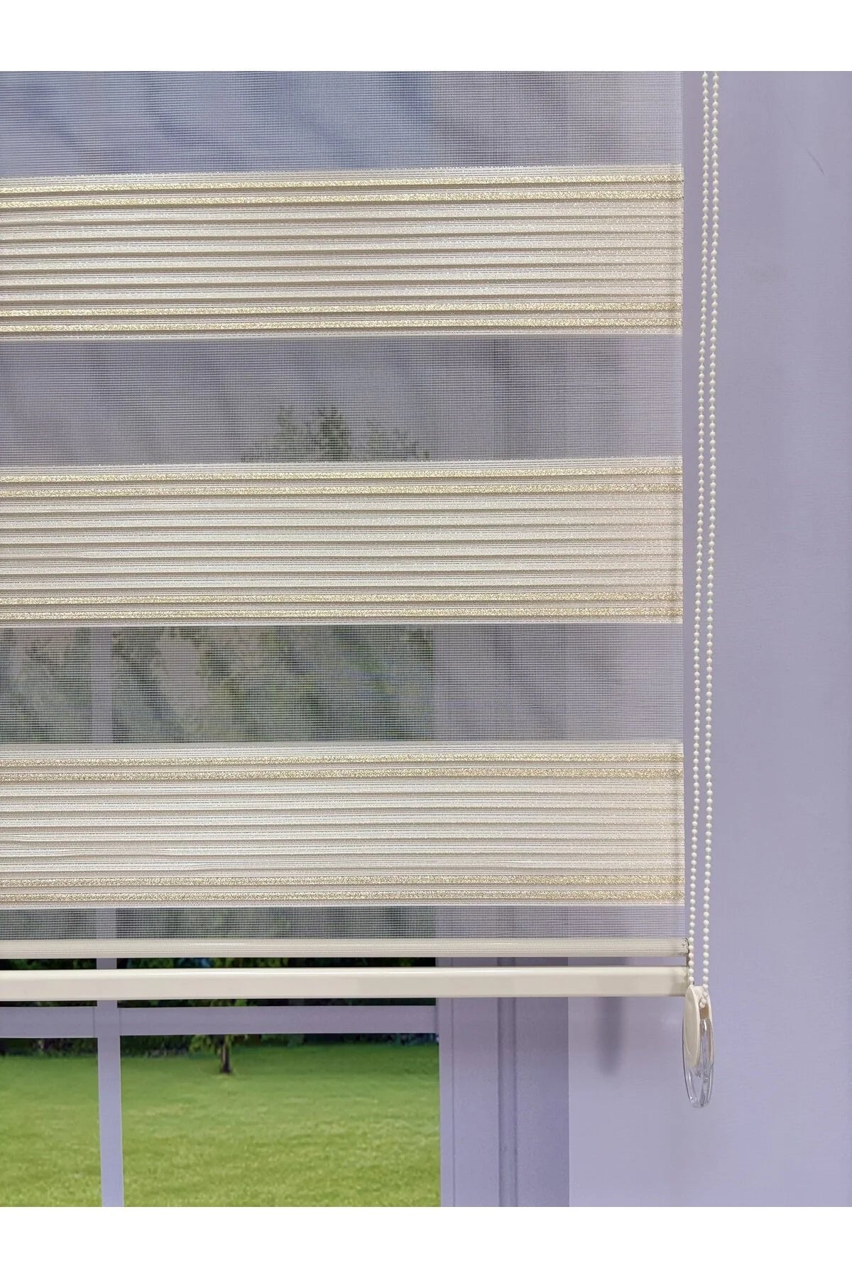 ANKA Serisi Gold Simli Zebra Perde – Gündüz Gece Kullanım, Stor Mekanizmalı