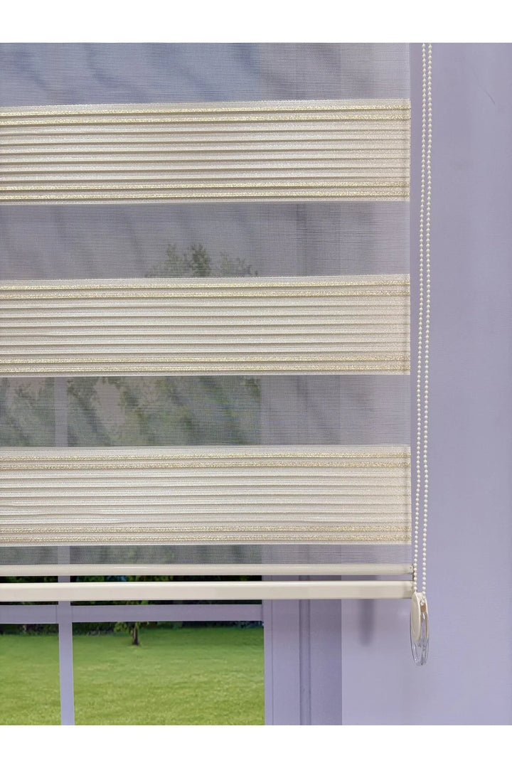 ANKA Serisi Gold Simli Zebra Perde – Gündüz Gece Kullanım, Stor Mekanizmalı