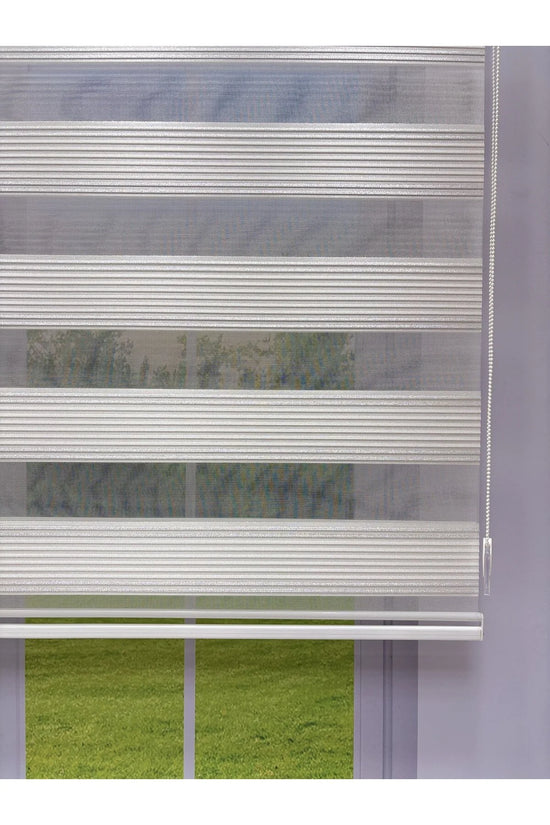 ANKA Serisi Gri Simli Zebra Perde – Gündüz Gece Kullanım, Stor Mekanizmalı