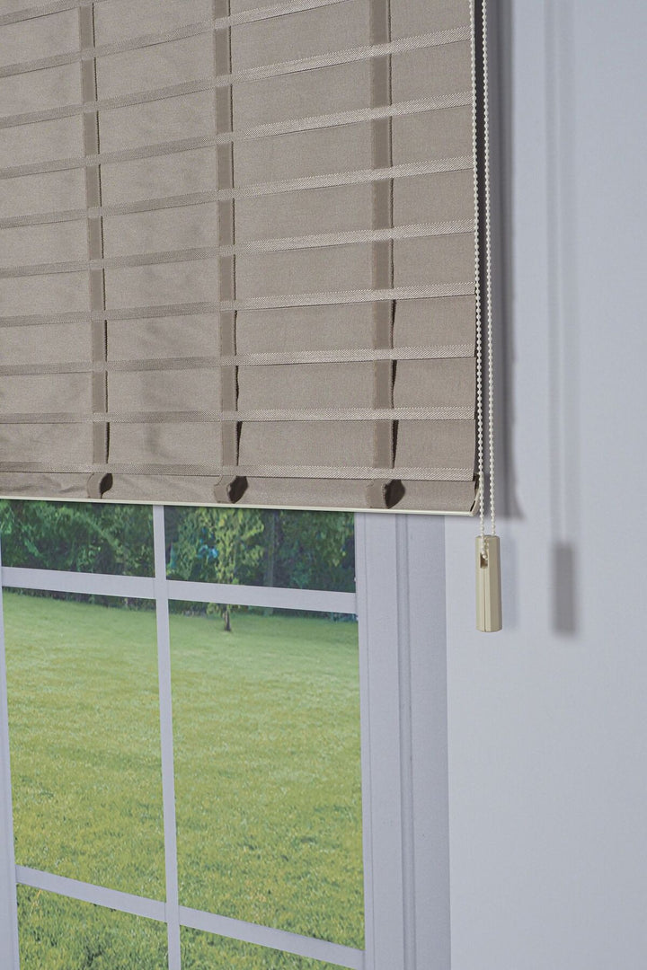 Ahşap Jaluzi Görünümlü Kumaş Silüet Kahverengi Perde|Dekoratif Işık Kontrollü Tasarım