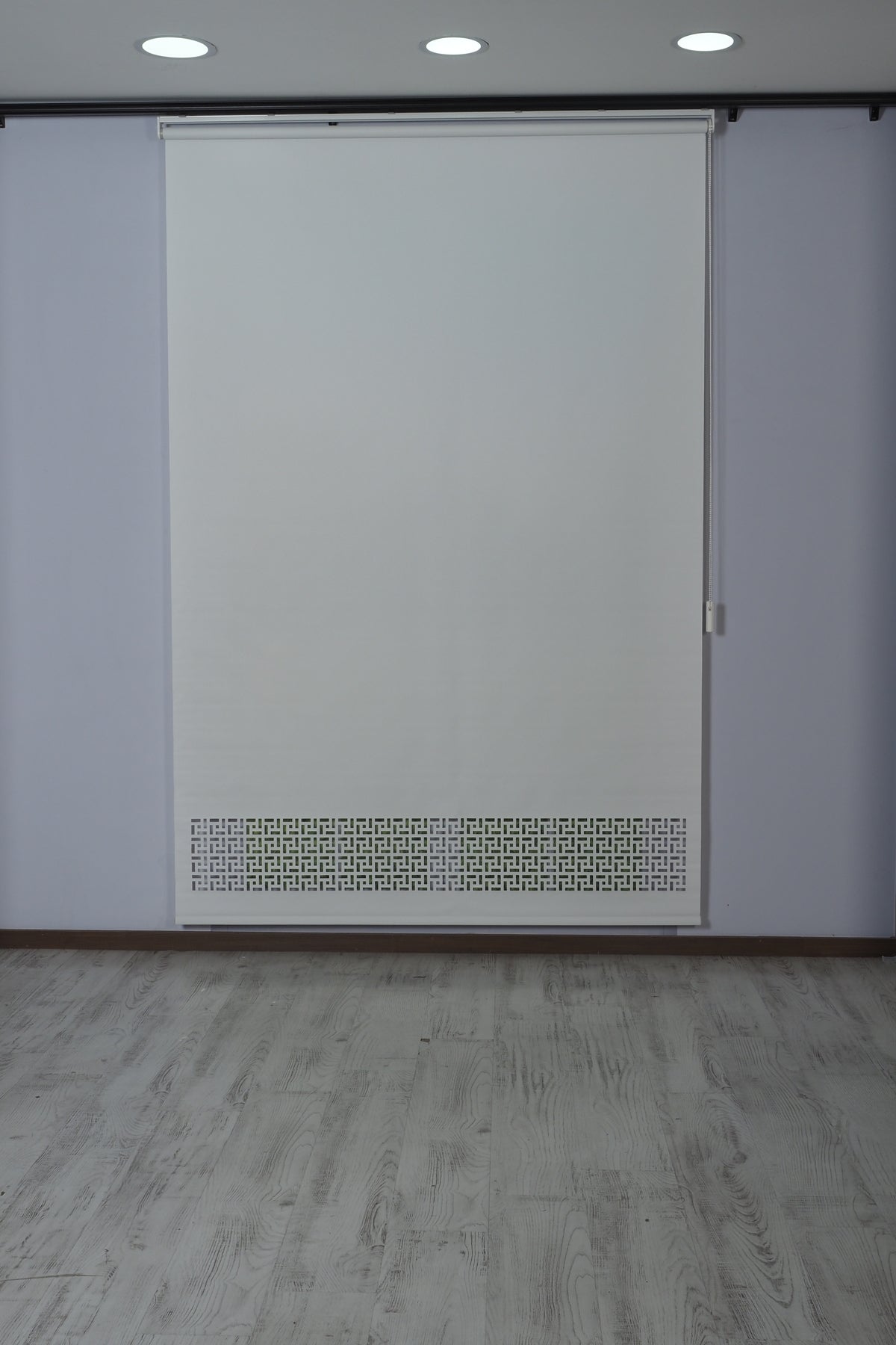 Lazer Kesim Dekoratif Geometrik Stor Perde 24 cm | İthal Mat Polyester | Beyaz | Oda Karanlığı