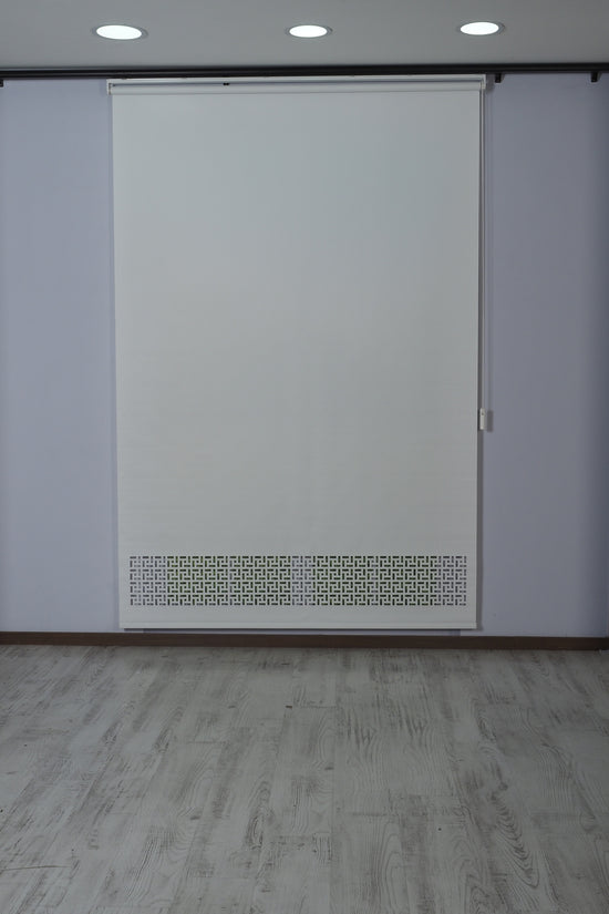 Lazer Kesim Dekoratif Geometrik Stor Perde 24 cm | İthal Mat Polyester | Beyaz | Oda Karanlığı