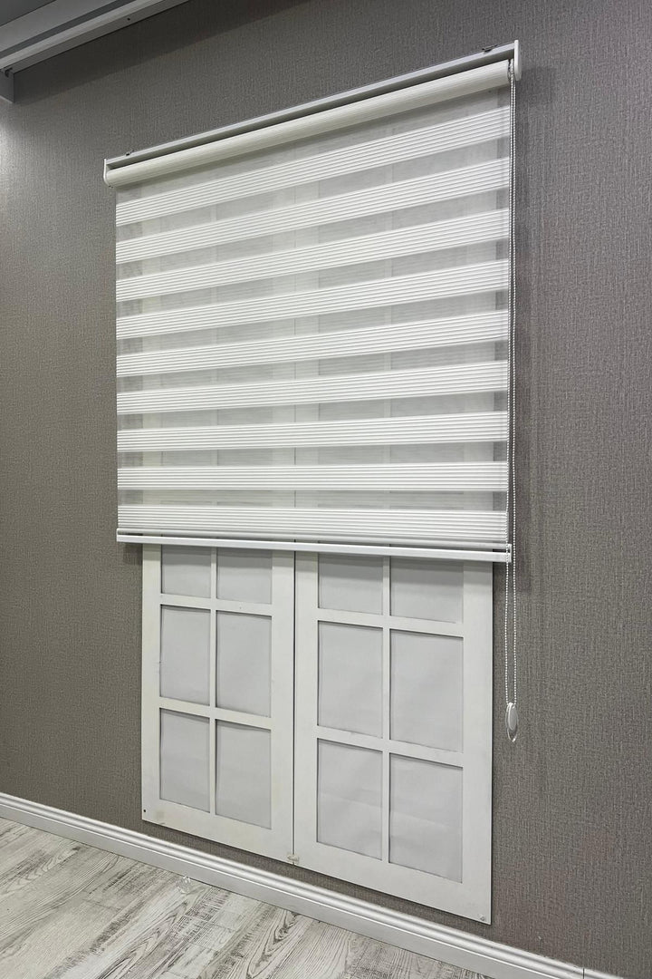Zebra Stor Perde Dar Plise Güneşlik Perde Beyaz