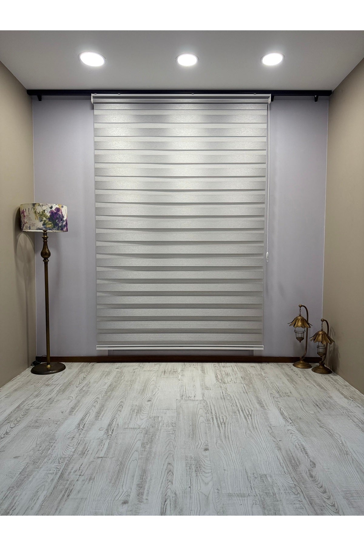 Açık Gri Işık Geçirmez Zebra Stor Perde - Karartma Özellikli, Yüksek Kalite Kumaş