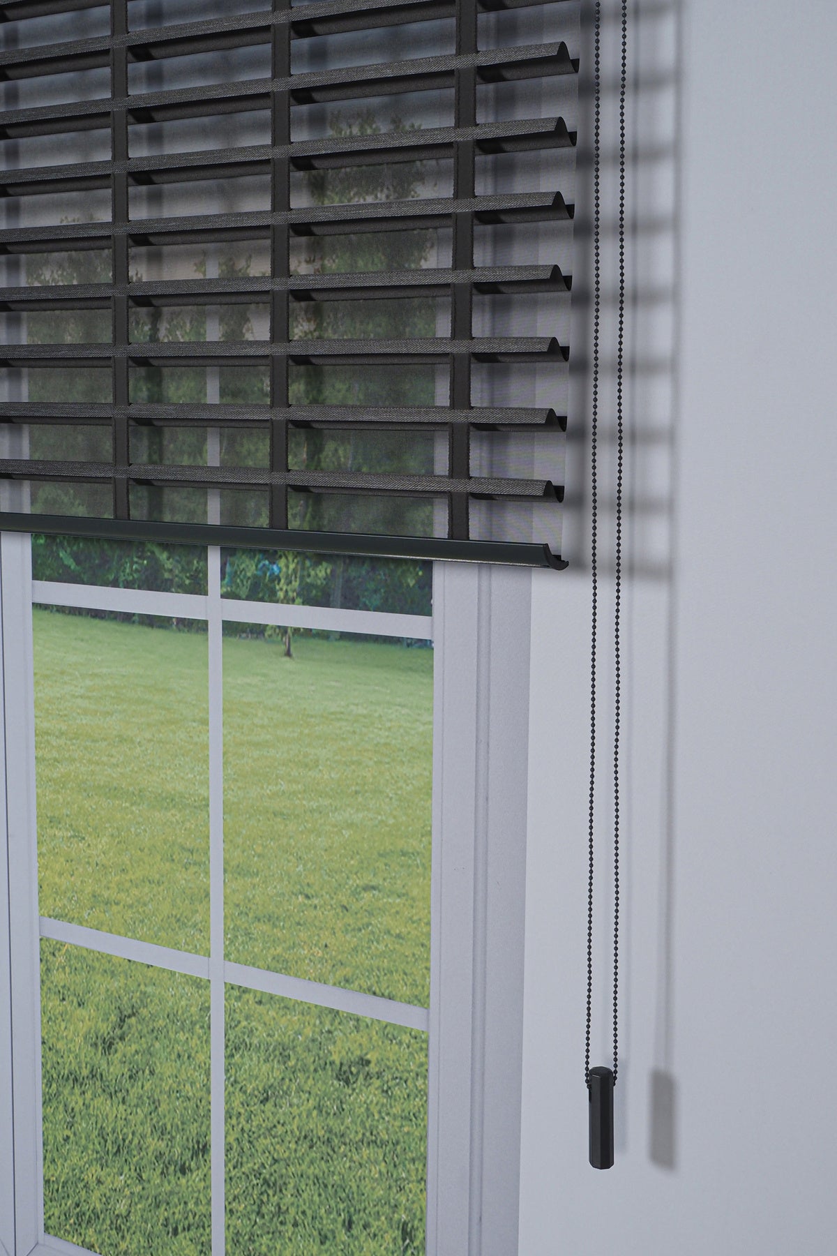 Ahşap Jaluzi Görünümlü Kumaş Silüet Antrasit Gri Perde|Dekoratif Işık Kontrollü Tasarım