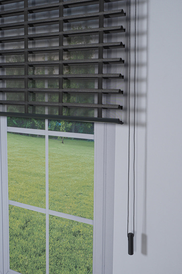 Ahşap Jaluzi Görünümlü Kumaş Silüet Antrasit Gri Perde|Dekoratif Işık Kontrollü Tasarım