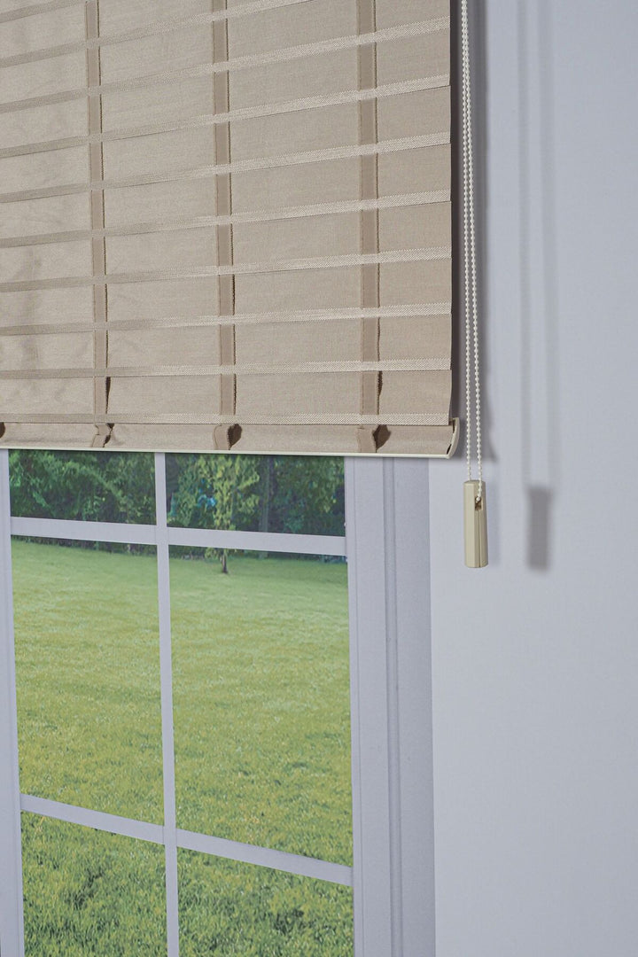 Ahşap Jaluzi Görünümlü Kumaş Silüet Sütlü Kahve Perde|Dekoratif Işık Kontrollü Tasarım