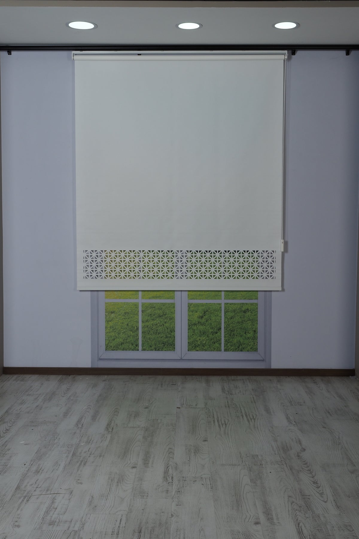 Lazer Kesim Dekoratif Stor Perde 24 cm | İthal Mat Polyester | Beyaz | Oda Karanlığı