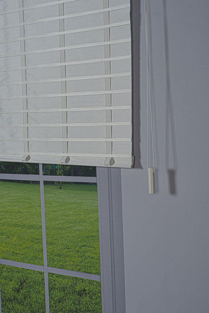 Ahşap Jaluzi Görünümlü Kumaş Silüet Beyaz Perde|Dekoratif Işık Kontrollü Tasarım